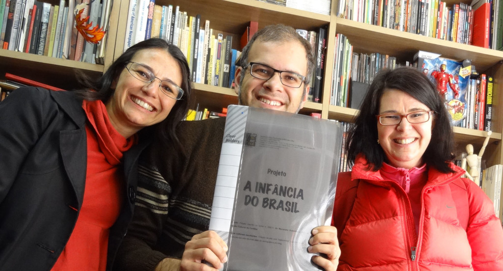 Fernanda Baukat, José Aguiar y Claudia Regina B. Moreira, muchos meses atrás, al final de la primera reunión de este proyecto. 